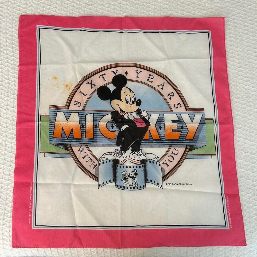 Vintage Disney Mickey Mouse Handkerchief Scarf